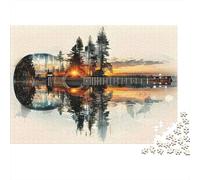 Guitare Acoustique Nature Carton Robuste Puzzle Classique 1000 Pièce S pour Adultes Enfants Difficile Défiant Décompression Décoration Murale Idée Cadeau 52x38cm/1000pcs