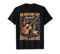 Guitare Acoustique Vintage et café Musicien Awesome Day T-Shirt