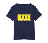 Guitare Basse Batterie Que la Basse Soit avec toi Bassiste T-Shirt, Femme Grandes Tailles, Bleu Marine, 5X