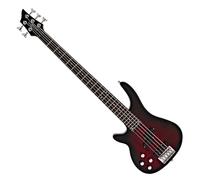 Guitare Basse Chicago à 5 Cordes pour Gaucher par Gear4music, Trans Red