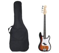 vidaXL Guitare basse électrique de débutants 4/4 46 sac brun et blanc