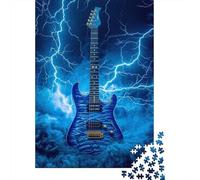 Guitare Bleue Puzzle 1000 Pièces pour Adultes Éclair Jeu de Puzzle 1000 Pièces Loisirs Détente Maison 38x26cm/1000pcs