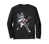 Guitare Chat Musique Vintage Guitare Joueur Chaton Guitariste Manche Longue