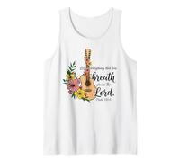 Guitare chrétienne Psaume Floral 150:6 Écriture Musique Foi Débardeur