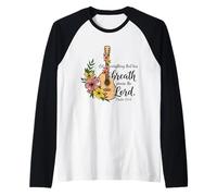 Guitare chrétienne Psaume Floral 150:6 Écriture Musique Foi Manche Raglan