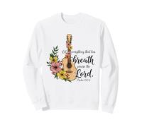 Guitare chrétienne Psaume Floral 150:6 Écriture Musique Foi Sweatshirt