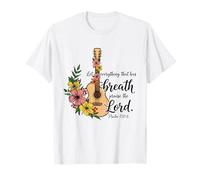 Guitare chrétienne Psaume Floral 150:6 Écriture Musique Foi T-Shirt