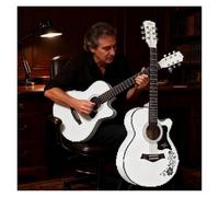 Guitare Classique Acoustique For Débutant De 40 Pouces, Ensemble De Démarrage For Guitares Acoustiques Pan Coupé For Adultes Avec Sac De Transport Rembourré(White)