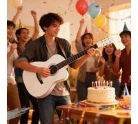 Guitare Classique Brillante Kit De Guitare Acoustique Pour Débutant Pour Débutants, Adultes Et Adolescents Avec Housse, Accordeur, Sangle, Cordes Et Médiators(Blanc)