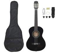 Guitare classique pour débutants - vidaXL - 1/2 34"" - Noir - Tilleul massif - Sac de guitare inclus - Sangle de guitare