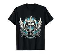 Guitare de musique vintage Rock and Roll des années 80 Rock Wings Art T-Shirt