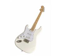 Guitare électrique 39 pouces (taille standard), 3 micros simple bobinage, manche en érable, vibrato, idéale for débutants(White)