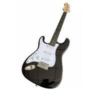 Guitare électrique 39 pouces (taille standard), 3 micros simple bobinage, manche en érable, vibrato, idéale for débutants(Black)