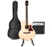 Guitare électrique acoustique MAX ShowKit avec amplificateur et support de guitare - Bois