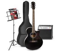 MAX ShowKit set de guitare électrique acoustique avec pupitre - Noir, idéal pour débuter la guitare Noir