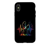 Guitare électrique Arc-en-Ciel Pulse Musique Silhouette Art Coque pour iPhone X/XS