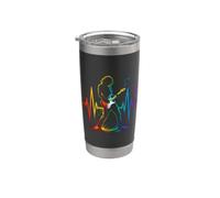 Guitare électrique Arc-en-ciel Pulse Musique Silhouette Art Gobelet isotherme en acier inoxydable double paroi