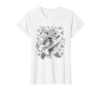 Guitare électrique BD Rat Band Musicien T-Shirt, Femme, Blanc, M