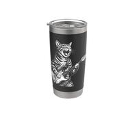 Guitare électrique chat Kitty Rock Music Lover Vintage Rock Star Gobelet isotherme en acier inoxydable double paroi