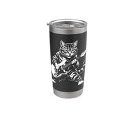 Guitare électrique chat Kitty Rock Music Lover Vintage Rock Star Gobelet isotherme en acier inoxydable double paroi