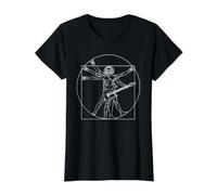 Guitare électrique Da Vinci Vitruvian Man Guitare Guitariste T-Shirt Graphique avec Valeur, Femme, Noir, XS