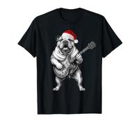 Guitare électrique de Noël avec Bouledogue Anglais T-Shirt Graphique avec Valeur