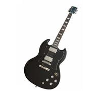 Guitare électrique en acajou massif, touche palissandre, deux micros humbuckers, noire, double pan coupé, idéale for le rock