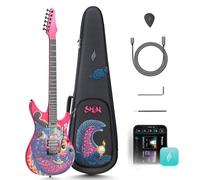Guitare Électrique Enya Inspire Dragon Flame 39" - Carbone, Haut-Parleur 15W, 20 Sons, Présélections, Étui (Inspire, Loong)