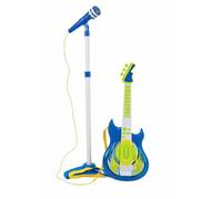 Guitare Électrique et Microphone avec Tige Jouet Enfants Guitare Rock Microphone Karaoké avec Connexion MP3 Smartphone Tige Réglable Haut-parleur Bases Musicales Guitares Rock Électronique (b)