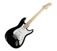 Guitare électrique for débutant, micros humbucker HSS, touche en érable, corps tilleul et paulownia, finition noire brillante