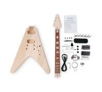 Kit guitare électrique Rocktile FV-style - kit DIY: corps acajou, touche palissandre, 22 frettes, 2x humbuckers, mécaniques die-cast, finition naturelle. Kit de montage.