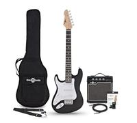 Guitare Électrique LA 3/4 Gaucher, Noire, Ampli Guitare de 10 W & Pack d'Accessoires