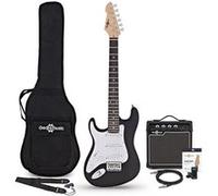 Guitare Électrique LA 3/4 Gaucher, Noire, Ampli Guitare de 10 W & Pack d'Accessoires Noir