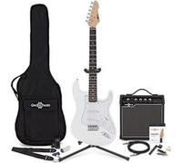 Guitare Électrique LA, Blanc, Ampli de Guitare 15 W & Pack Complet d'Accessoires Blanc