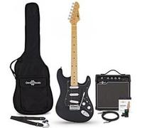 Guitare Électrique LA Select par Gear4music, Noir, Ampli Guitare de 15 W & Pack d'Accessoires
