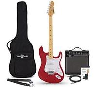 Guitare Électrique LA Select par Gear4music, Rouge, Ampli Guitare de 15 W & Pack d'Accessoires
