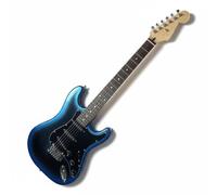 Guitare électrique Midnight Blue Burst, micros, vibrato, corps solide, idéale for débutants