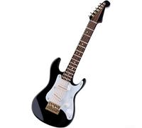Guitare électrique miniature en bois de 14 cm avec support et étui pour décoration d'intérieur, salle de musique, étagère de collection, modèle de collection (noir)