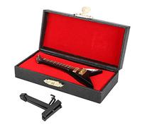 Guitare électrique Miniature en Bois Mini Instrument de Musique Noir modèle de Guitare Miniature de Maison de poupée avec Support et étui pour Accessoires de décoration de Maison de poupée