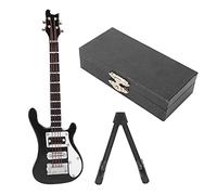 Guitare électrique Miniature, Mini Guitare électrique en Bois avec Support et boîte, modèle décoratif, Ornements d'instruments de Musique pour la Maison, Le Bureau, étagère de (Noire)