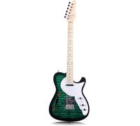 Guitare Électrique Pour Débutant Corps Semi Creux Simple Trou En F Imprimé Pleine Taille Tilleul Avec Manche En Érable Matériel Chromé Disponible En Plusieurs Couleurs(Green)