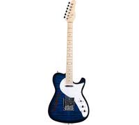 Guitare Électrique Pour Débutant Corps Semi Creux Simple Trou En F Imprimé Pleine Taille Tilleul Avec Manche En Érable Matériel Chromé Disponible En Plusieurs Couleurs(Blue)