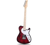 Guitare Électrique Pour Débutant Corps Semi Creux Simple Trou En F Imprimé Pleine Taille Tilleul Avec Manche En Érable Matériel Chromé Disponible En Plusieurs Couleurs(Red)
