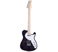 Guitare Électrique Pour Débutant Corps Semi Creux Simple Trou En F Imprimé Pleine Taille Tilleul Avec Manche En Érable Matériel Chromé Disponible En Plusieurs Couleurs(Purple)