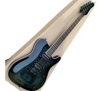 Guitare Électrique Pour Débutant Guitare Électrique Monobloc En Acajou Micro HH Effet Transparent Black Water Ripple