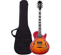 Guitare Électrique Pour Débutant Guitare Électrique Semi Creuse Finition Mate Avec Housse(Brown)