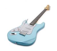 Guitare électrique pour gaucher Taille standard + courroie, sacoche, médiators, câble, bleu métallisé