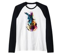 Guitare électrique Ruban Rock Design Flammes colorées chromatiques Manche Raglan