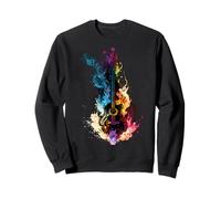Guitare électrique Ruban Rock Design Flammes colorées chromatiques Sweatshirt