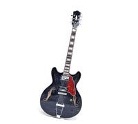 Guitare Électrique Semi-hollow Body 6 Cordes Taille Standard Avec Étui Guitare Électrique Débutants(Black)
